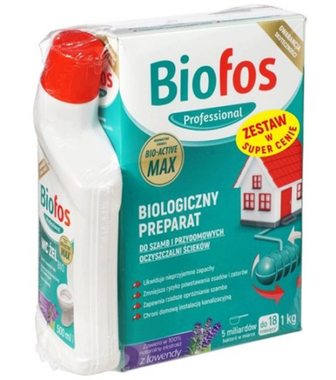 Biofos środek do szamba 1kg+ żel do WC 0,5l