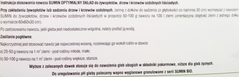 Nawóz granulowany do żywopłotów, drzew i roślin ozdobnych Sumin 1kg