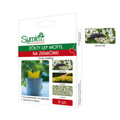 Żółty lep na ziemiórki Motyl 8szt Sumin