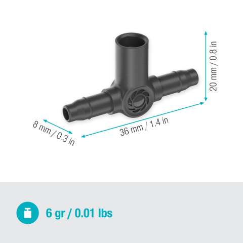 Rozdzielacz T do dysz zraszających 4,6mm 3/16" 13216 Micro-Drip