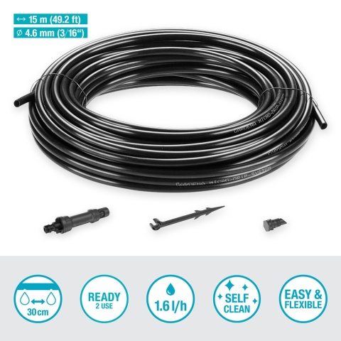 Linia kroplująca 4,6mm do rzędów roślin 15m zestaw S 13010 Micro-Drip